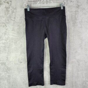 Womens Black Athletic Essentials Capri Leggings high waist Wide band Size S